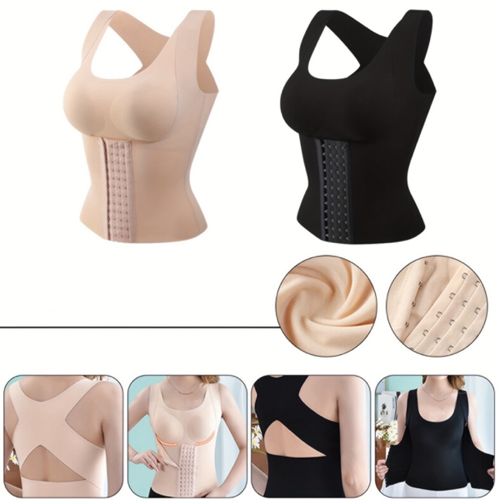 Black Women Waist Training Corset w/ Breast Pads -Sports Belt -Body Shaper